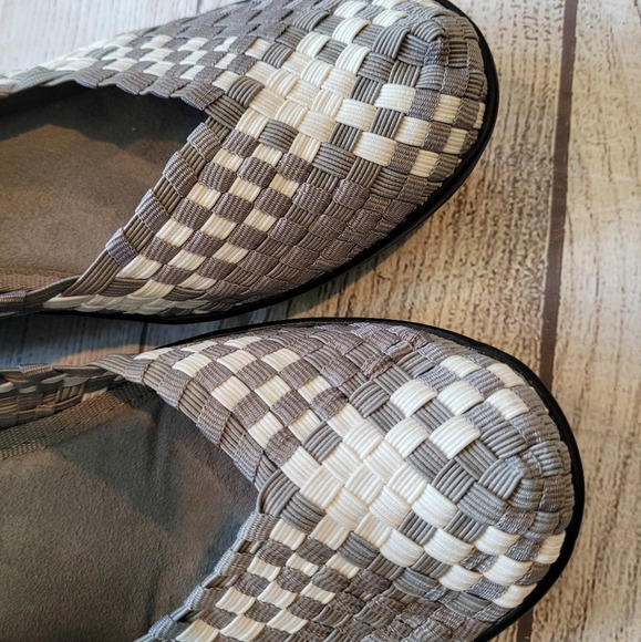 Bare Trap Ursula Gray White Weaved Mary Jane Comfort Wedge •Size 7.5• - Picture 5 of 8